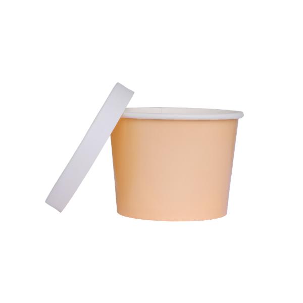 5 Pack Peach Orange Paper Tub With Lid - 11.2cm x 9.2cm x 8.2cm