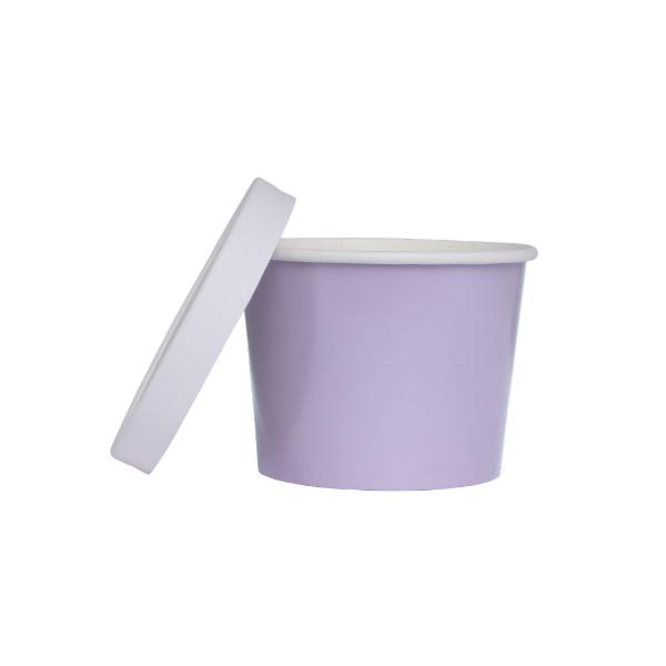 5 Pack Pastel Lilac Paper Tub With Lid - 11.2cm x 9.2cm x 8.2cm