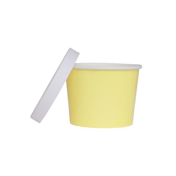 5 Pack Pastel Yellow Paper Tub With Lid - 11.2cm x 9.2cm x 8.2cm