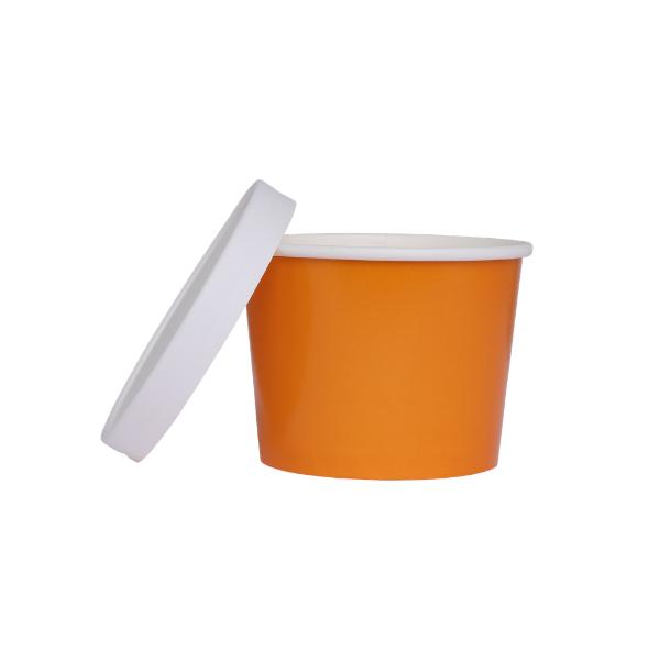 5 Pack Tangerine Orange Paper Tub With Lid - 11.2cm x 9.2cm x 8.2cm