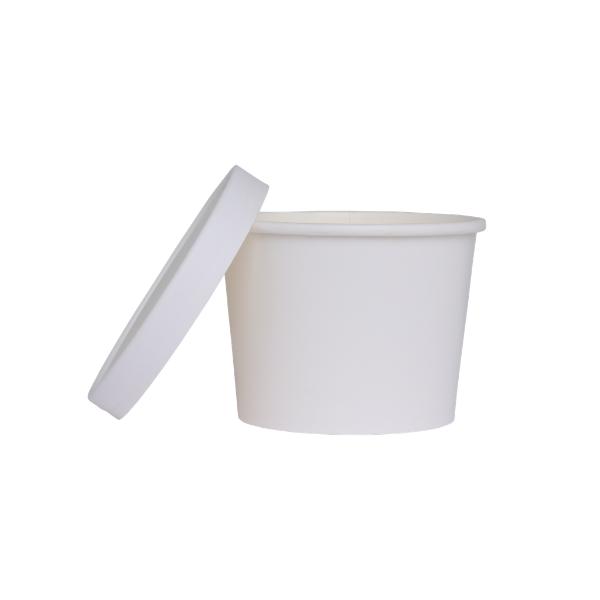 5 Pack White Paper Tub With Lid - 11.2cm x 9.2cm x 8.2cm