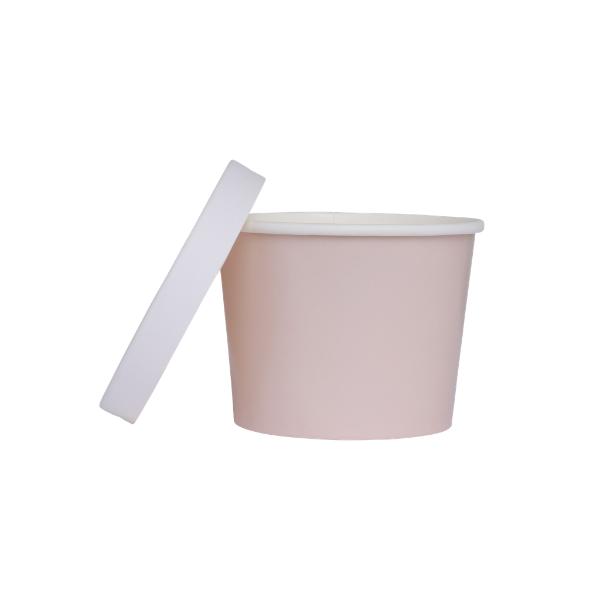 5 Pack White Sand Paper Tub With Lid - 11.2cm x 9.2cm x 8.2cm