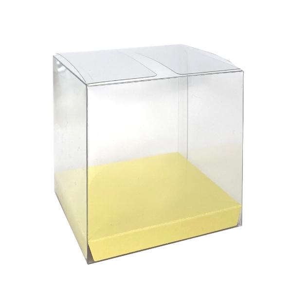 10 Pack Clear Pastel Yellow Favour Box - 8cm x 8cm
