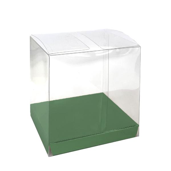 10 Pack Clear Sage Green Favour Box - 8cm x 8cm