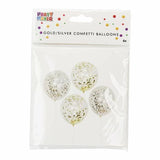 Load image into Gallery viewer, 6 Pack Gold &amp; Silver Confetti Balloons
