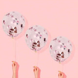 Load image into Gallery viewer, 5 Pack Heart Shaped Rose Gold Confetti Balloons
