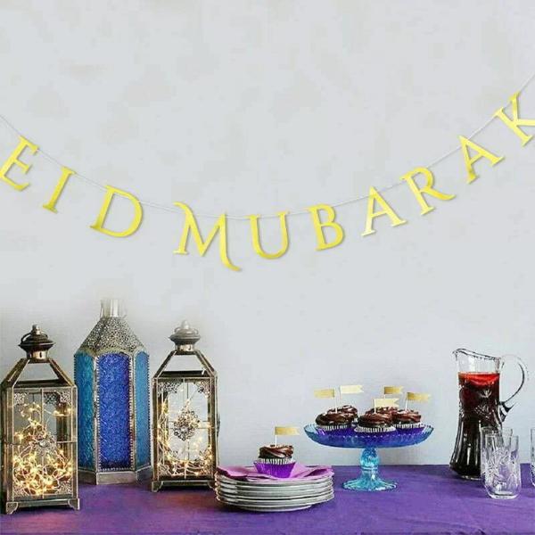 Gold Eid Mubarak Letter Bunting