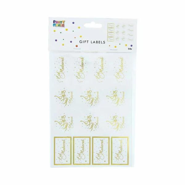 14 Pack Gold Eid Mubarak Gift Label Stickers