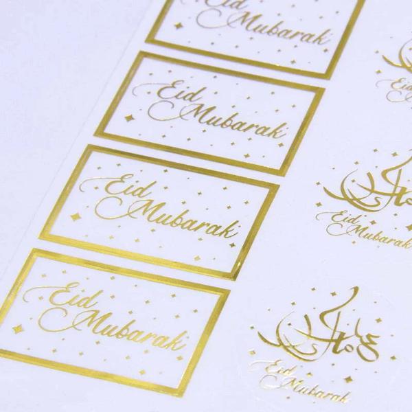 14 Pack Gold Eid Mubarak Gift Label Stickers