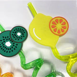 Load image into Gallery viewer, 4 Pack Assorted Fruit Reusable Straws - 26.5cm
