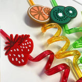 Load image into Gallery viewer, 4 Pack Assorted Fruit Reusable Straws - 26.5cm
