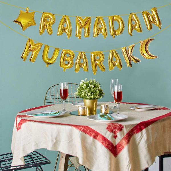 Gold Ramadan Mubarak Foil Balloon Banner - 40cm