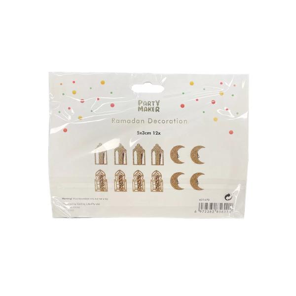 12 Pack Gold Ramadan Decoration - 5cm x 3cm