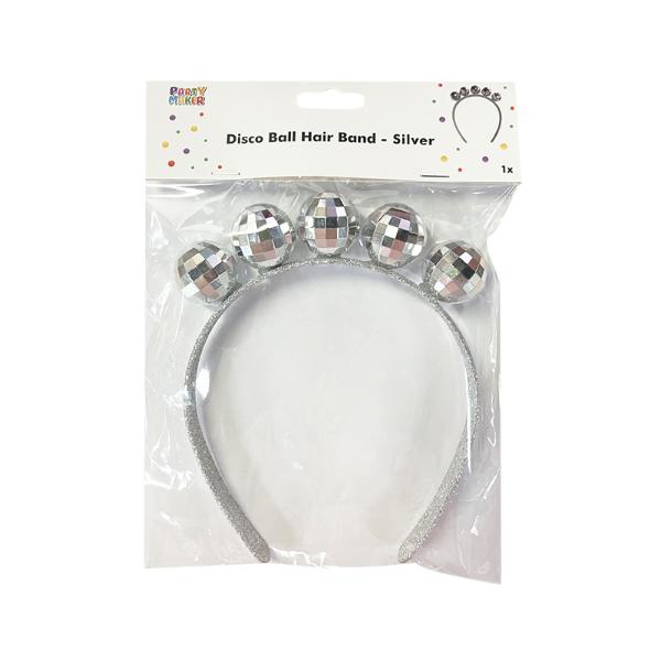 Silver Disco Ball Headband - 13cm x 17cm