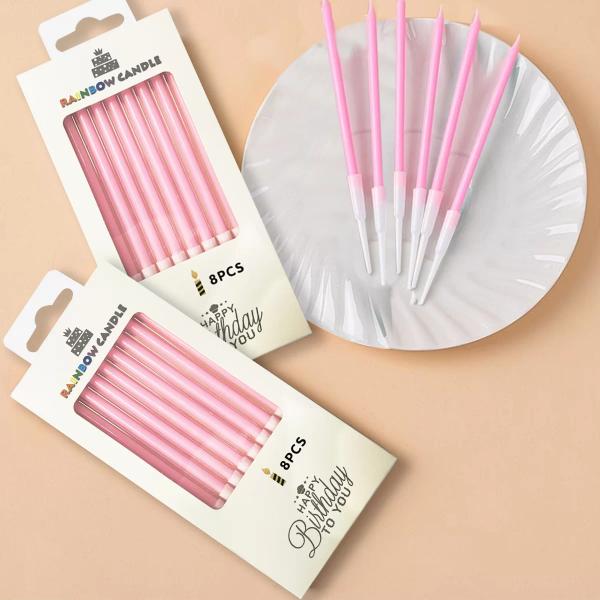 8 Pcs Candle Set - Pink