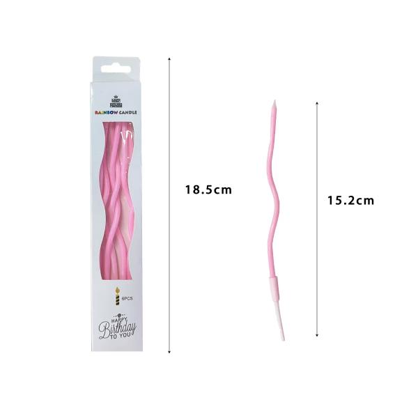 6 Pcs Curve Candle - Pink