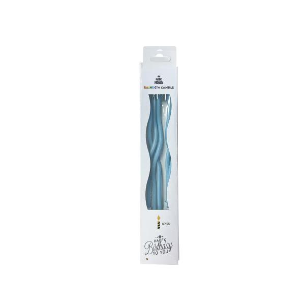 6 Pcs Curve Candle - Blue