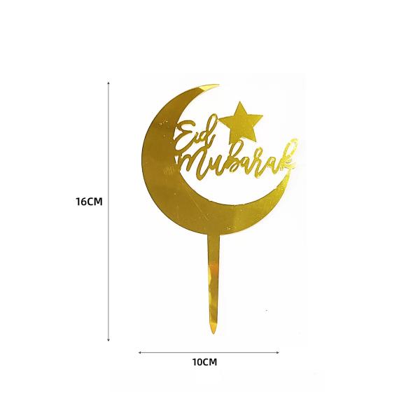 Gold Eid Mubarak Cake Pick - 16cm x 10cm