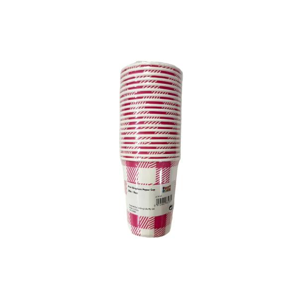 20 Pack Pink Gingham Paper Cup - 266ml