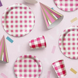 Load image into Gallery viewer, 25 Pack Pink Gingham Lunch Napkin - 33cm x 33cm
