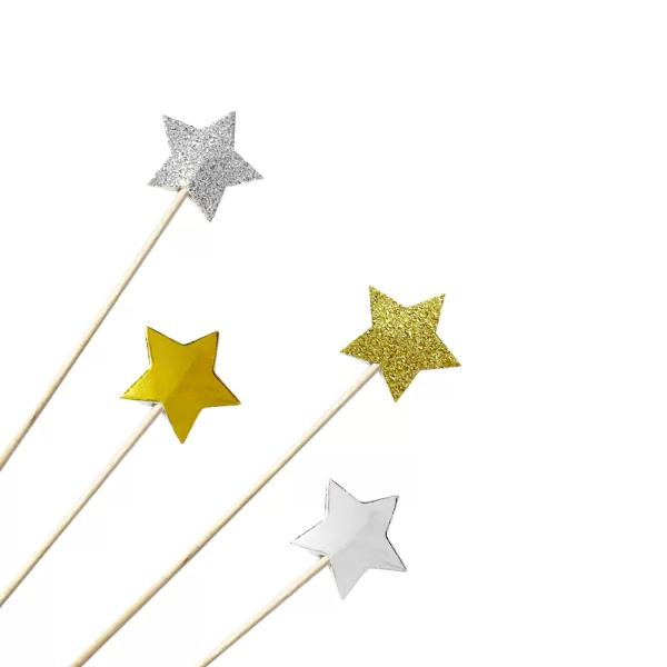 12 Pack Happy New Year Star Picks - 21cm