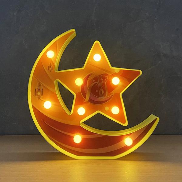 Eid Star Moon LED Light - 20cm x 19cm x 3cm