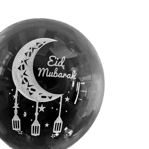 8 Pack Black Eid Mubarak Balloons - 30cm