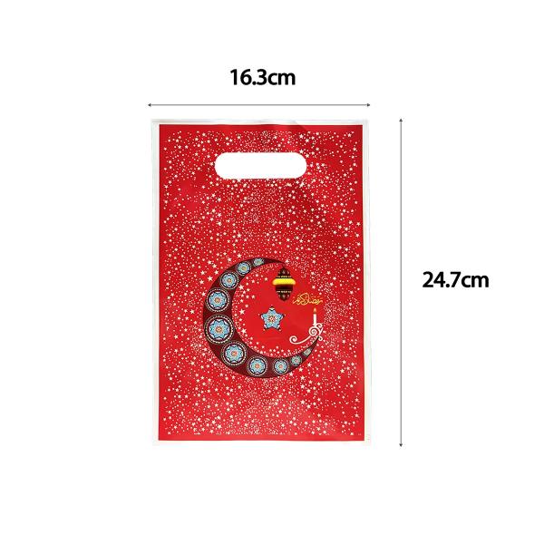10 Pack Red Eid Bags - 16.3cm x 24.7cm