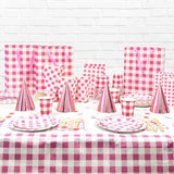 Load image into Gallery viewer, Pink Gingham Paper Table Cover - 180cm x 120cm
