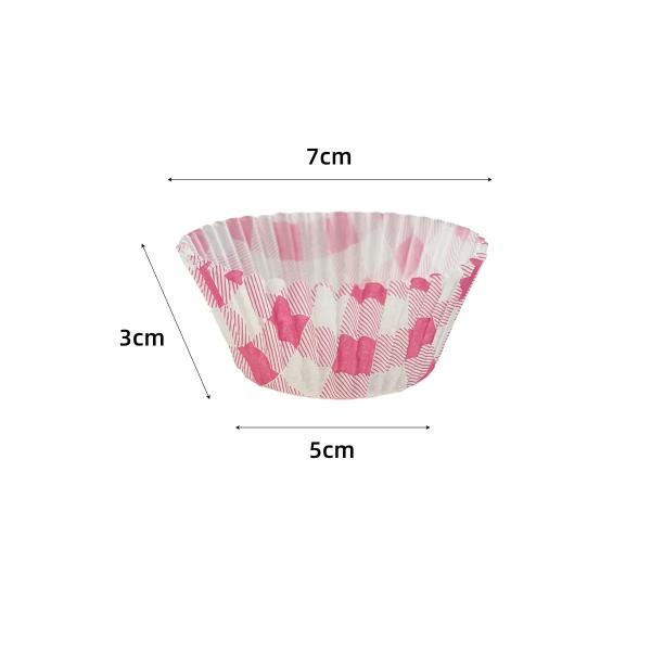 25 Pack Pink Gingham Cupcake Cup - 7cm x 3cm x 5cm