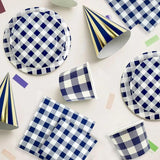 Load image into Gallery viewer, 25 Pack Blue Gingham Cocktail Napkin - 33cm x 33cm
