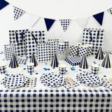 Load image into Gallery viewer, Blue Gingham Paper Table Cover - 180cm x 120cm
