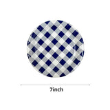 Load image into Gallery viewer, 20 Pack Blue Gingham Paper Plate - 17cm
