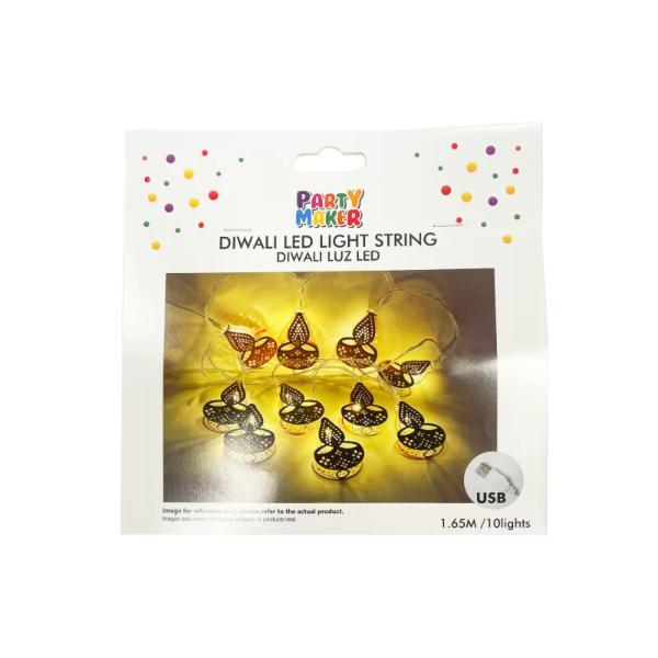 10 Led Diwali Diya Light String - 165cm