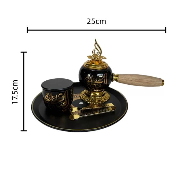 4 Pack Metal Ceramic Arabic Incense Burner Set - 25cm x 17.5cm