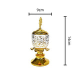 Load image into Gallery viewer, Metal Ceramic Gold &amp; White Arabic Incense Burner - 9cm x 14cm
