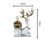 Load image into Gallery viewer, Arabic Metal Ceramic Gold &amp; White Deer Incense Burner - 16cm x 19cm
