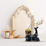 Load image into Gallery viewer, Arabic Metal Ceramic Gold &amp; Black Deer Incense Burner - 16cm x 19cm
