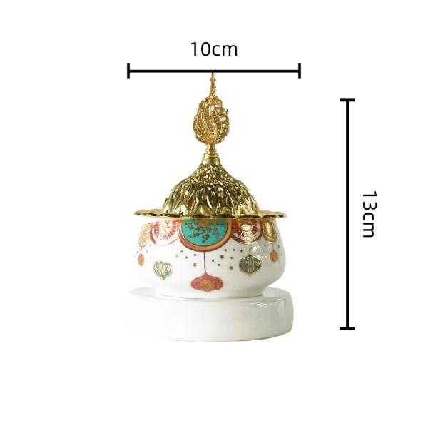 Arabic Metal Ceramic Incense Burner - 10cm x 13cm