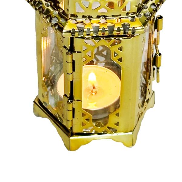 Gold Ramadan Candle Holder - 6cm x 7cm x 7cm