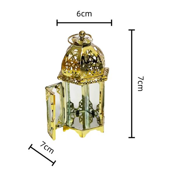 Gold Ramadan Candle Holder - 6cm x 7cm x 7cm