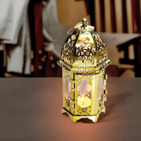 Gold Ramadan Candle Holder - 6cm x 7cm x 7cm