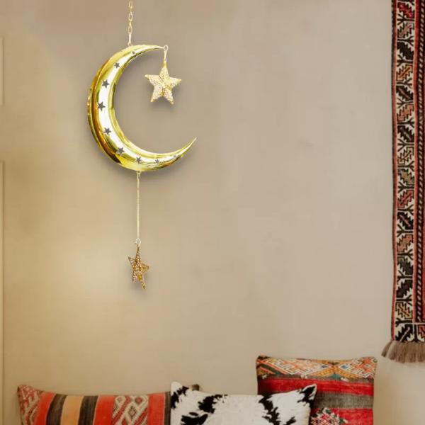 Hanging Moon Star Decoration - 20cm x 65cm