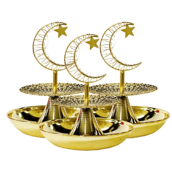 2 Tier Ramadan Serving Trays With Moon Led Light - 25cm x 29cm