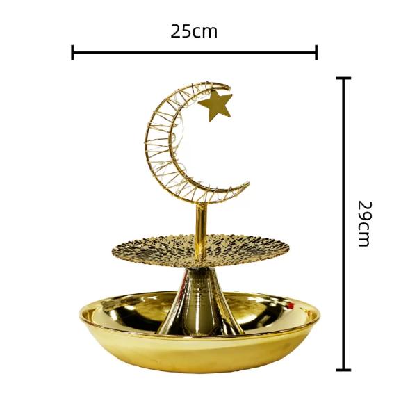 2 Tier Ramadan Serving Trays With Moon Led Light - 25cm x 29cm