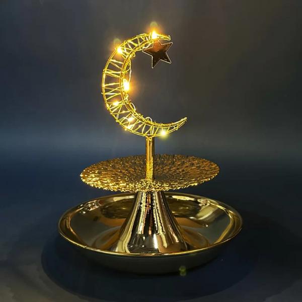 2 Tier Ramadan Serving Trays With Moon Led Light - 25cm x 29cm