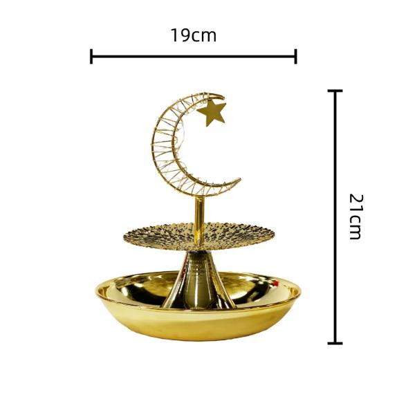 2 Tier Ramadan Serving Trays With Moon Led Light - 19cm x 21cm