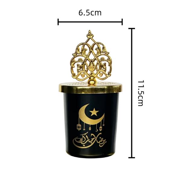 Ramadan Black & Gold Candle With Lid In A Gift Box - 6.5cm x 11.5cm