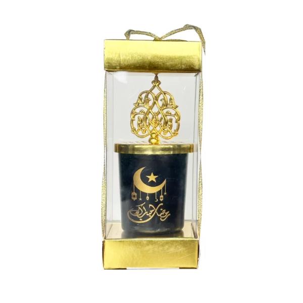 Ramadan Black & Gold Candle With Lid In A Gift Box - 6.5cm x 11.5cm