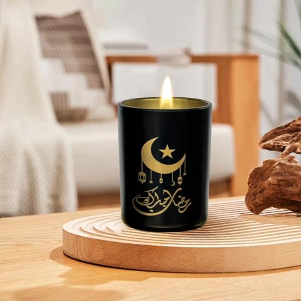 Ramadan Black & Gold Candle With Lid In A Gift Box - 6.5cm x 11.5cm